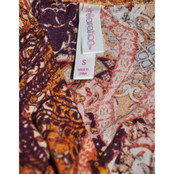 Xhilaration Rust Cream & Purple Chiffon Maxi Dress With Four Slitted Panels - Picture 8 of 8